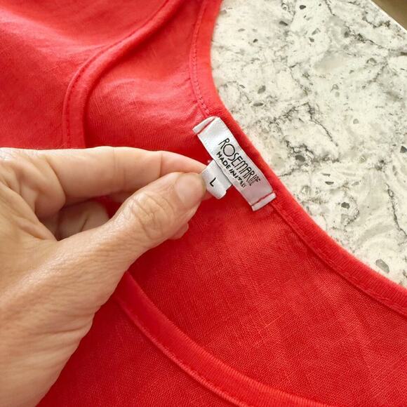 Rosemarie Sz L Linen Dress Coral Red Shift Sleeveless Lagenlook Boho Natural - Picture 10 of 16
